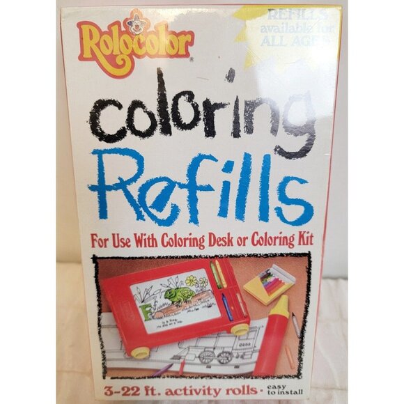 VTG 1991 3 RoloColor Coloring Refills 22 ft Rolls E Learn Alphabet Count Vehicle - Picture 1 of 5